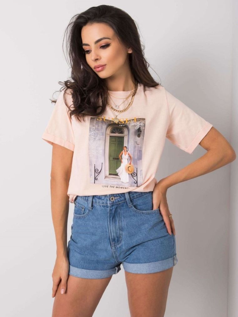 T-shirt damski, różowy, Pepper & Mint