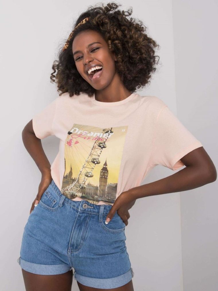 T-shirt damski, różowy, Pepper & Mint