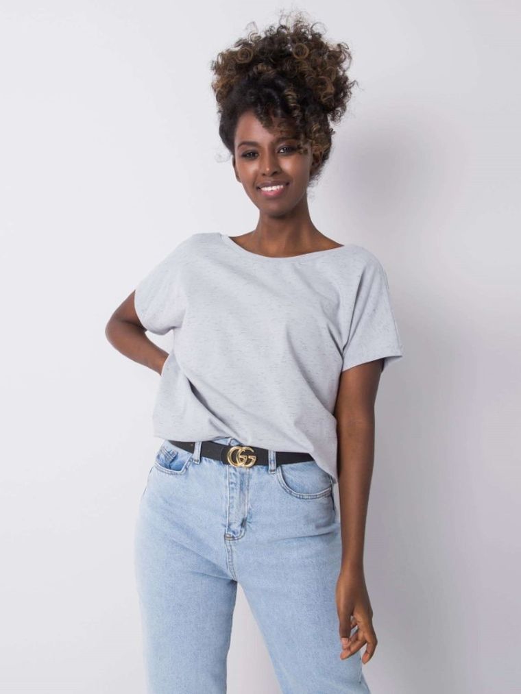 T-shirt damski, szary, Basic Feel Good