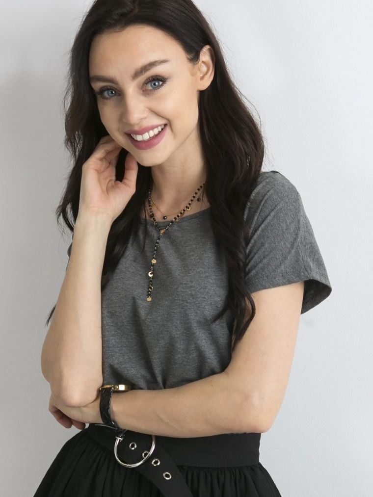 T-shirt damski, szary, Basic Feel Good