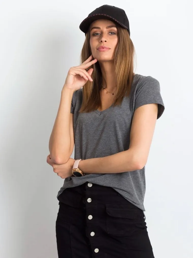 T-shirt damski, szary, Basic Feel Good