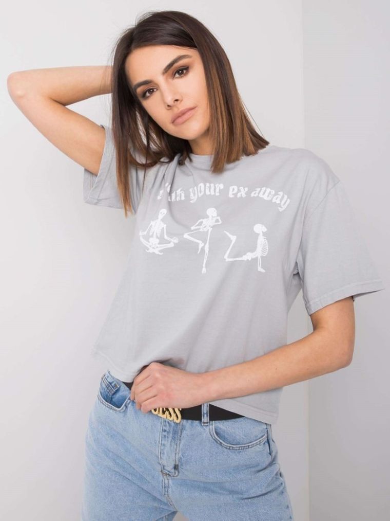 T-shirt damski, szary, Rue Paris