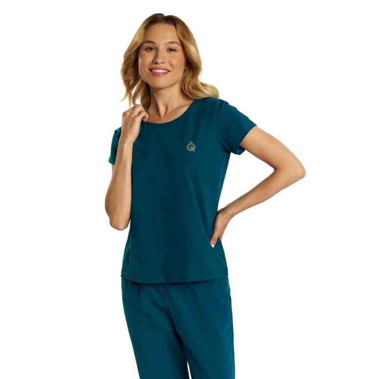 T-shirt damski, turkusowy, Golden Queen