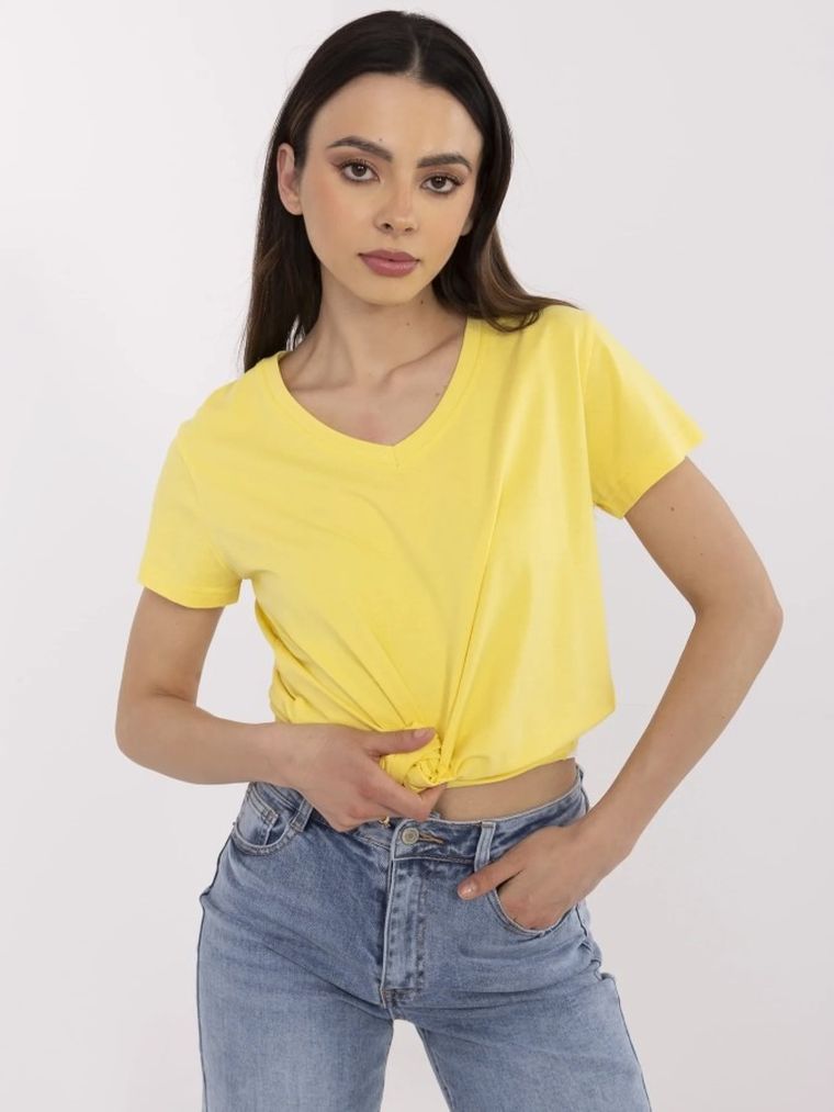 T-shirt damski, żółty, Basic Feel Good