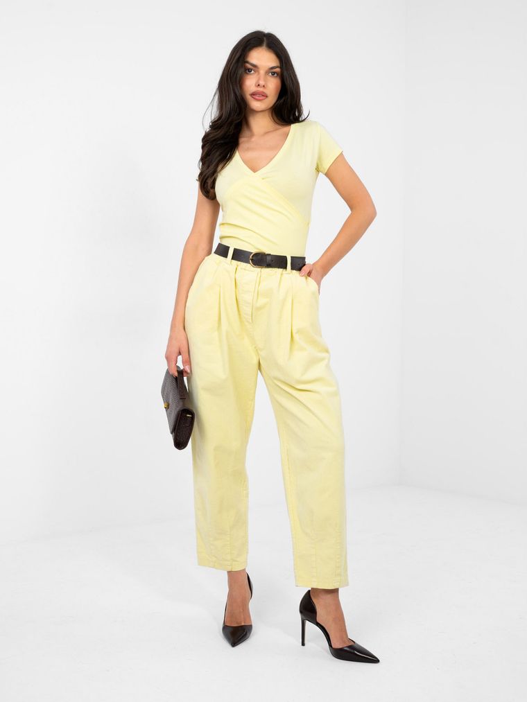 T-shirt damski, żółty, Basic Feel Good