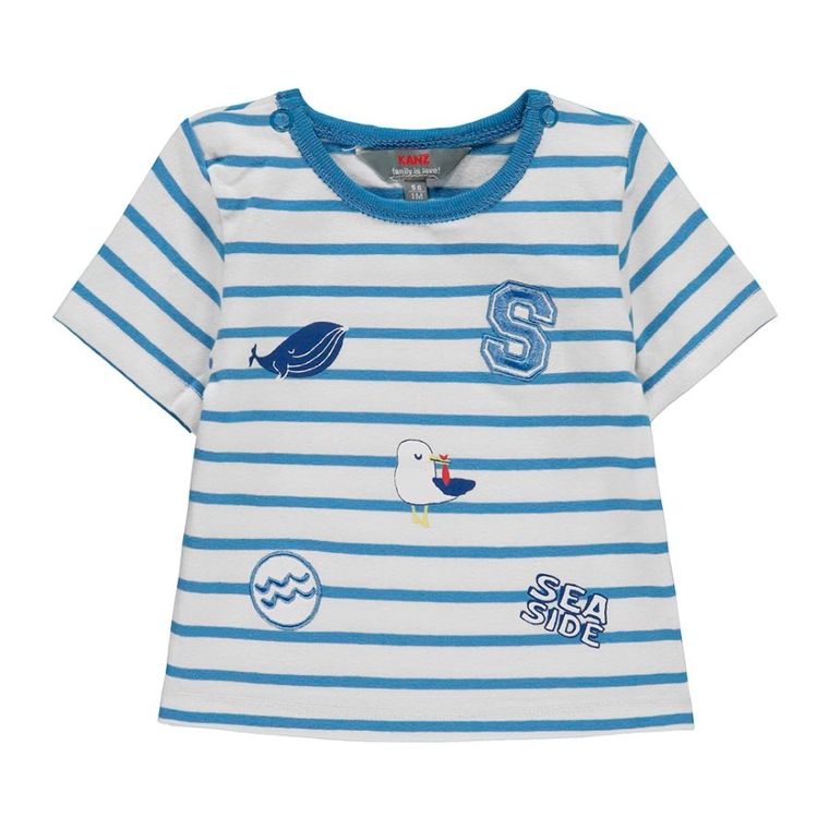 T-shirt dziecięcy, biały, niebieski, Kanz