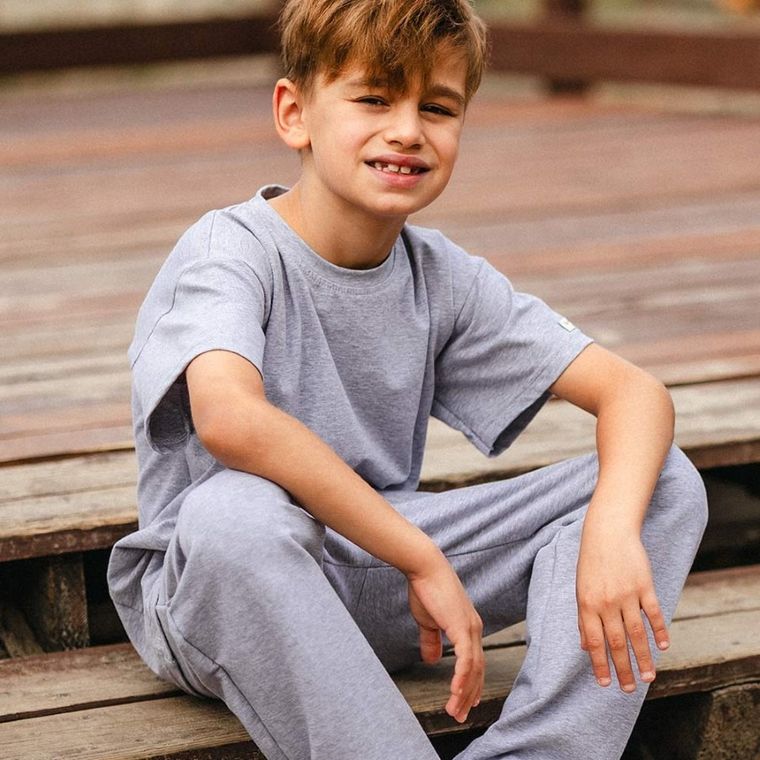 T-shirt dziecięcy, szary, Eevi