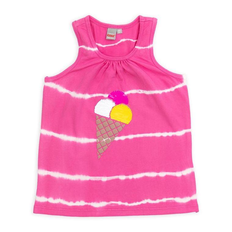 T-shirt dziewczęcy bez rękawów, różowy, Kanz