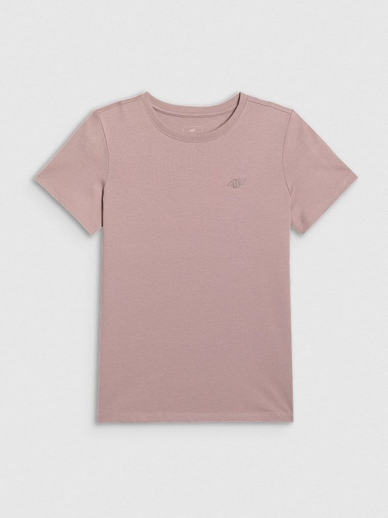 T-shirt dziewczęcy, beżowy, 4F