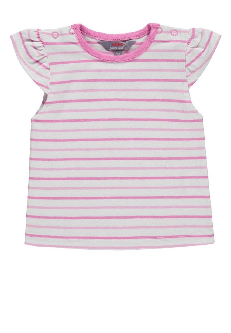 T-shirt dziewczęcy, biało-różowy, Kanz