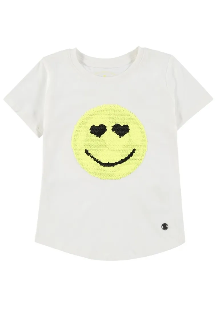 T-shirt dziewczęcy, biały, dwustronne cekiny, Tom Tailor