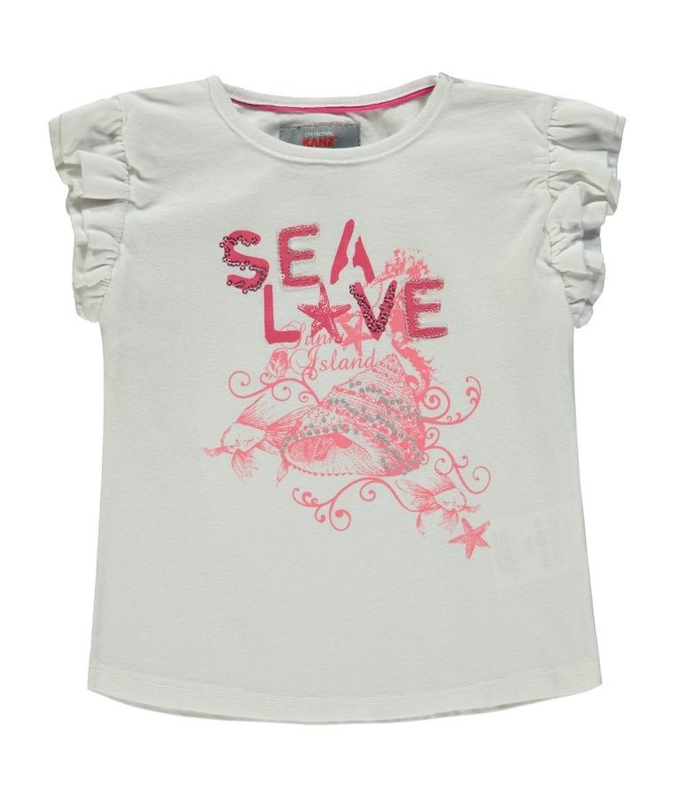 T-shirt dziewczęcy, biały, Kanz