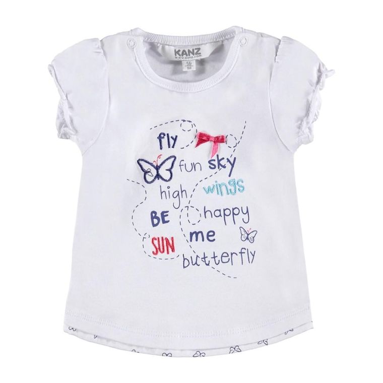 T-shirt dziewczęcy, biały, Kanz