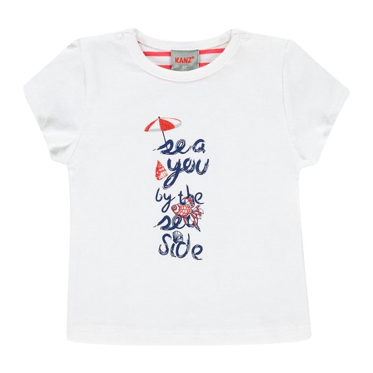 T-shirt dziewczęcy, biały, Kanz