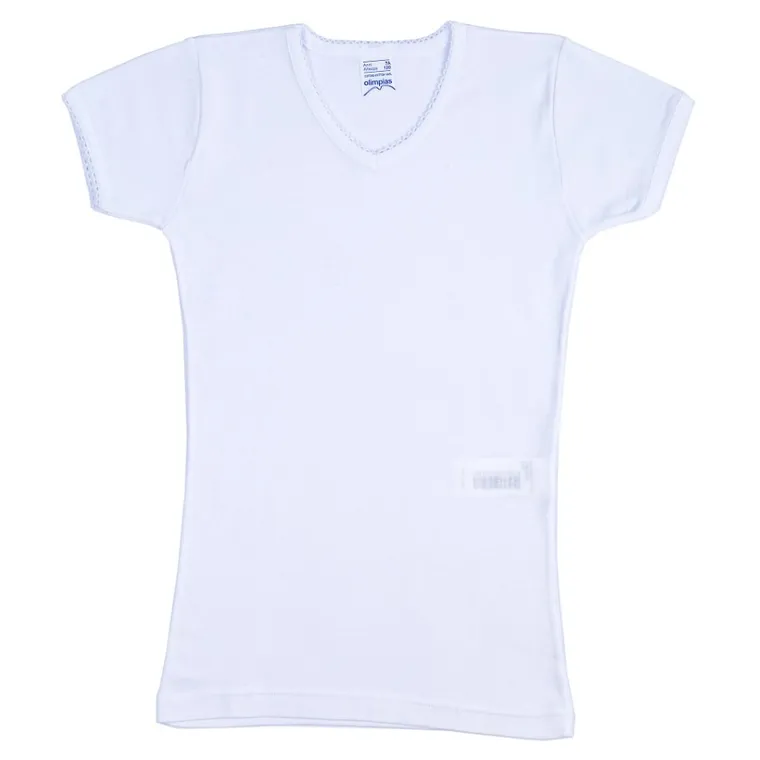 T-shirt dziewczęcy, biały, Olimpias