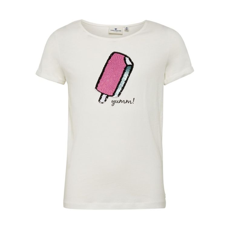 T-shirt dziewczęcy, biały, Tom Tailor