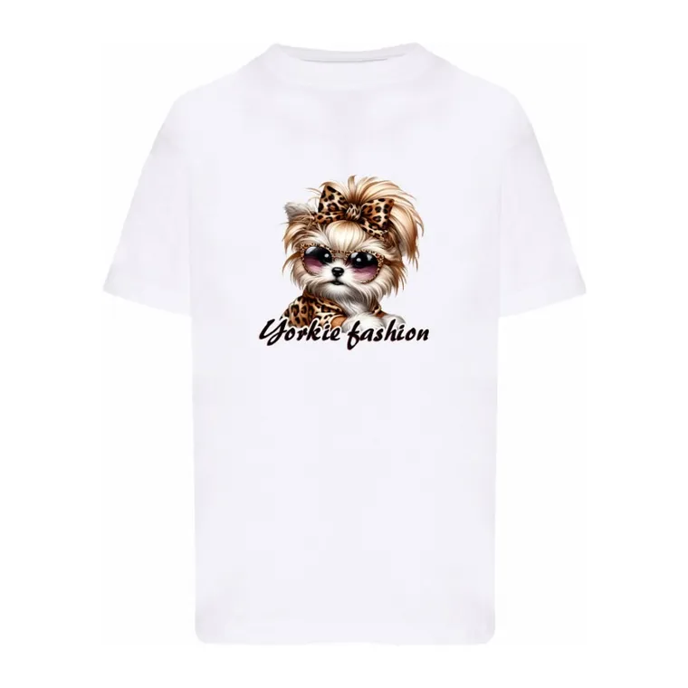 T-shirt dziewczęcy, biały, Tup Tup
