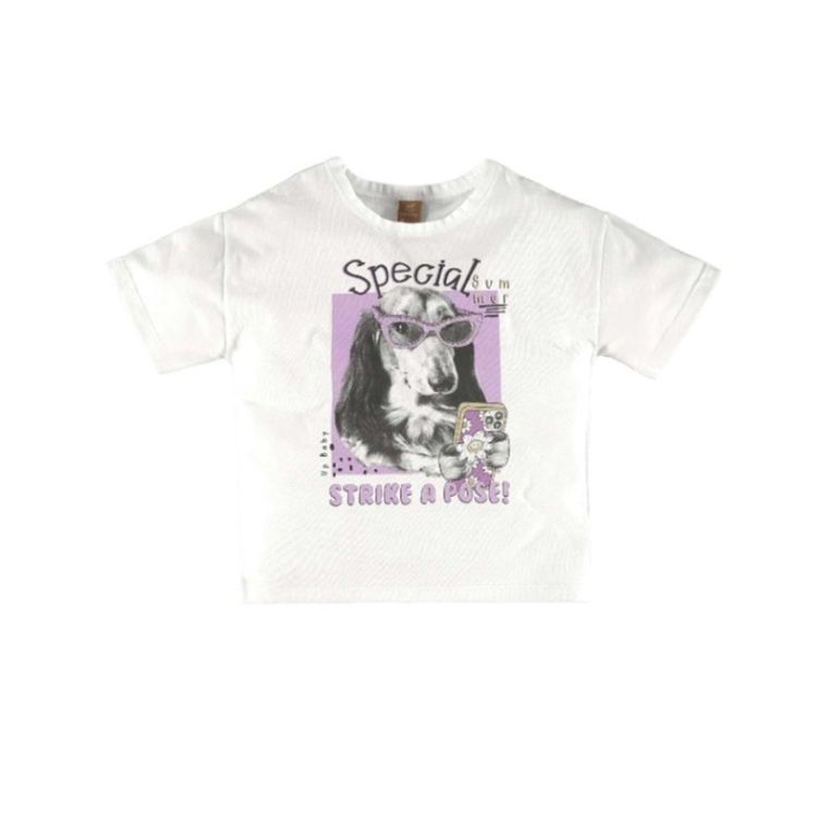 T-shirt dziewczęcy, biały, Up Baby