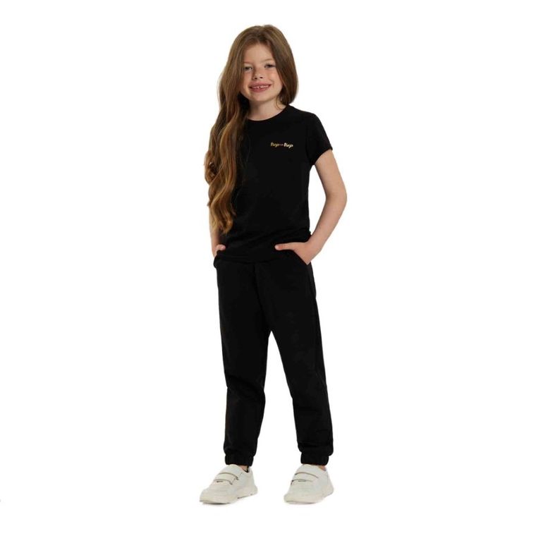 T-shirt dziewczęcy, czarny, Tup Tup