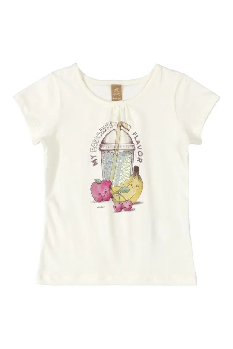 T-shirt dziewczęcy, ecru, Up Baby
