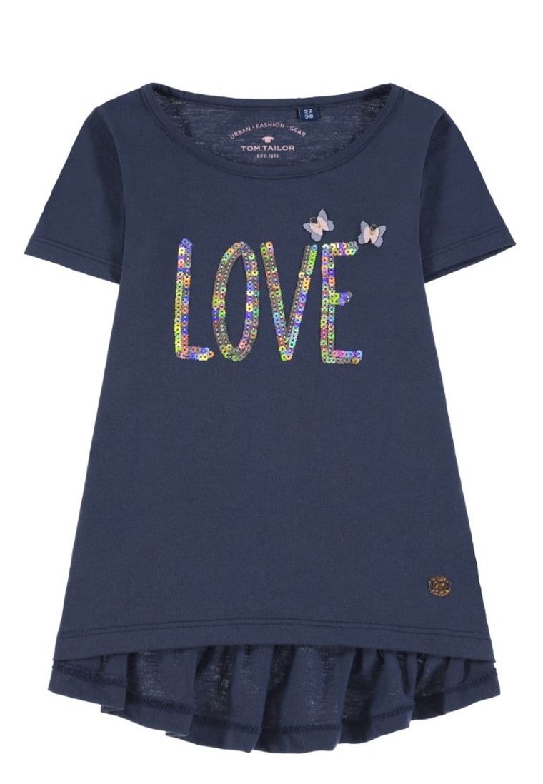 T-shirt dziewczęcy, granatowy, Tom Tailor