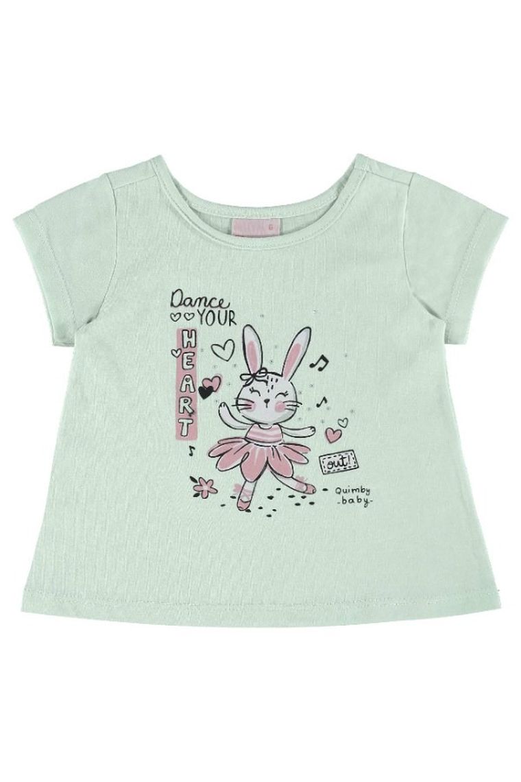 T-shirt dziewczęcy, jasnozielony, Quimby