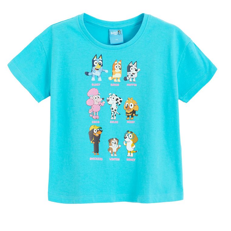 T-shirt dziewczęcy, niebieski, Bluey, Licence Brand