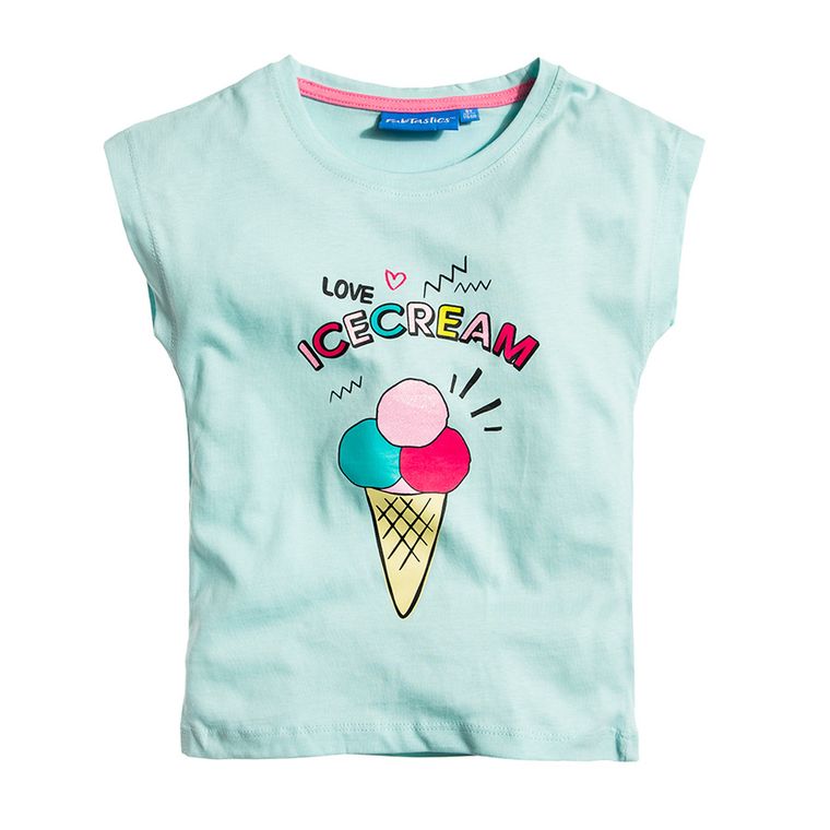 T-shirt dziewczęcy, niebieski, Love icecream