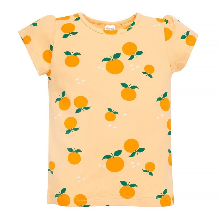 T-shirt dziewczęcy, pomarańczowy, Pinokio