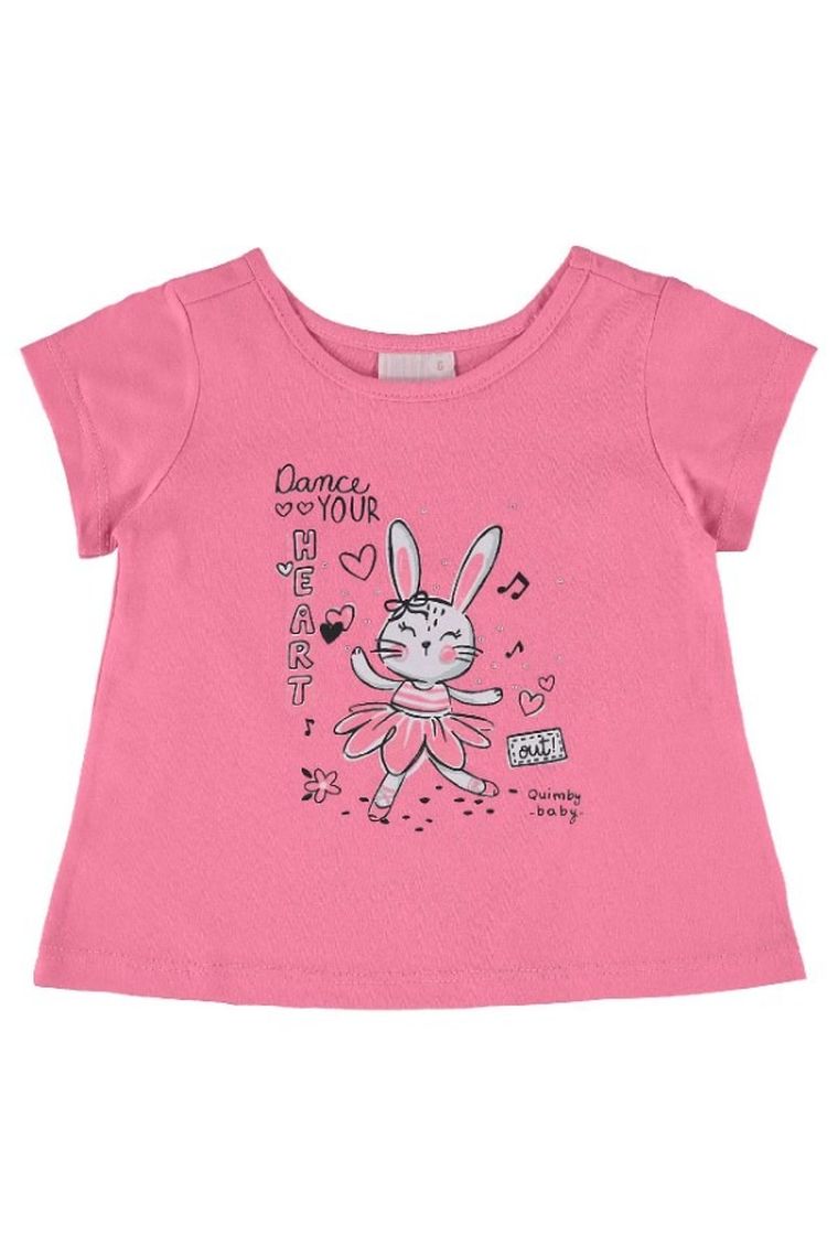 T-shirt dziewczęcy, różowy, Quimby