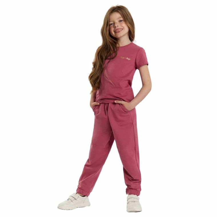 T-shirt dziewczęcy, różowy, Tup Tup