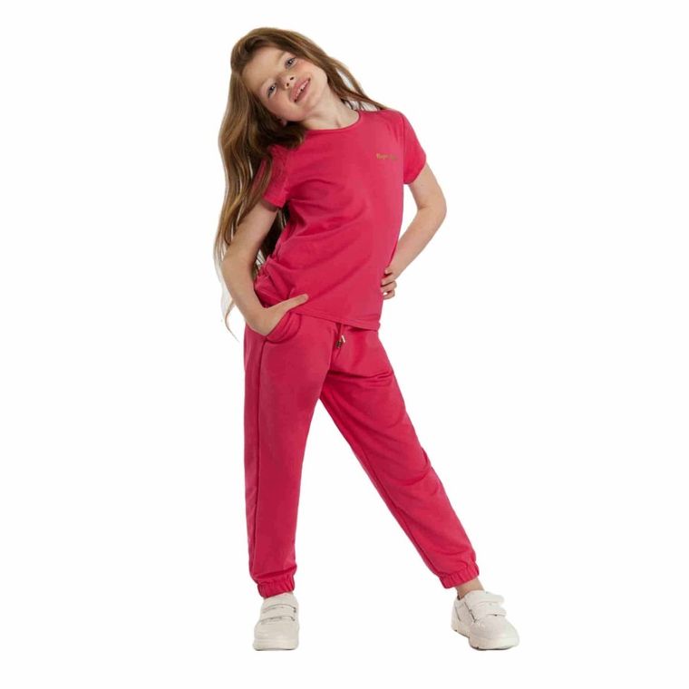 T-shirt dziewczęcy, różowy, Tup Tup