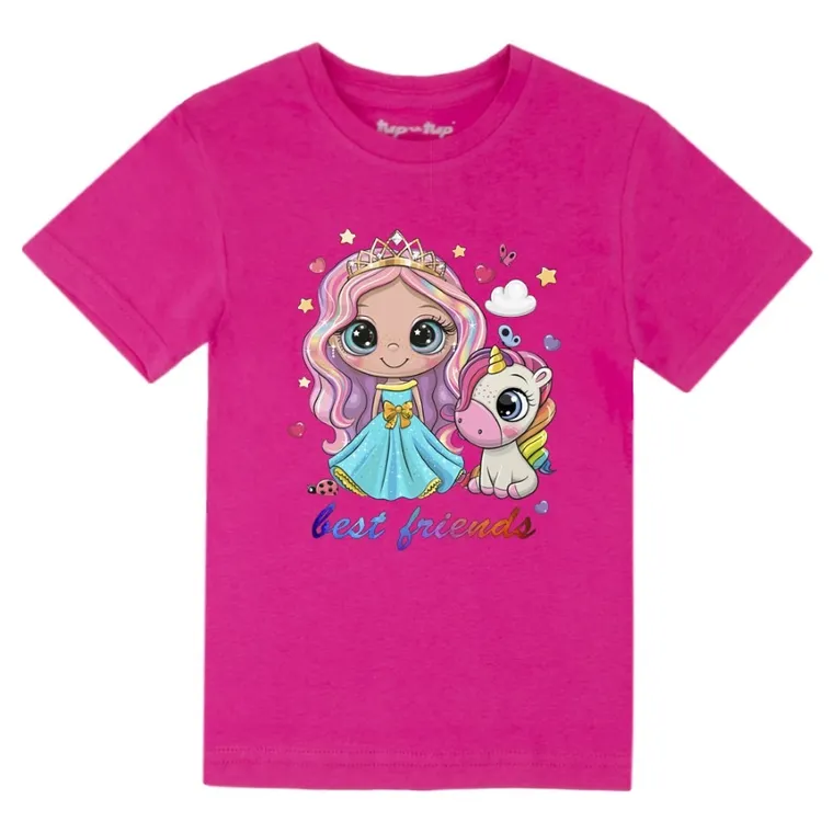 T-shirt dziewczęcy, różowy, Tup Tup