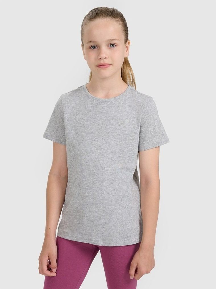 T-shirt dziewczęcy, szary, 4F