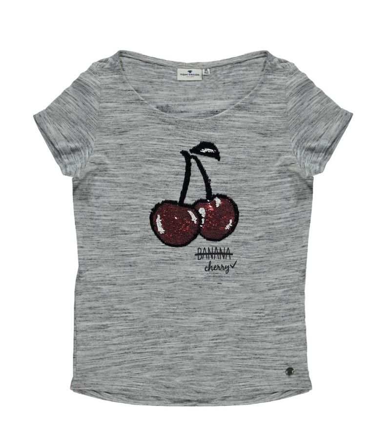 T-shirt dziewczęcy, szary, Tom Tailor