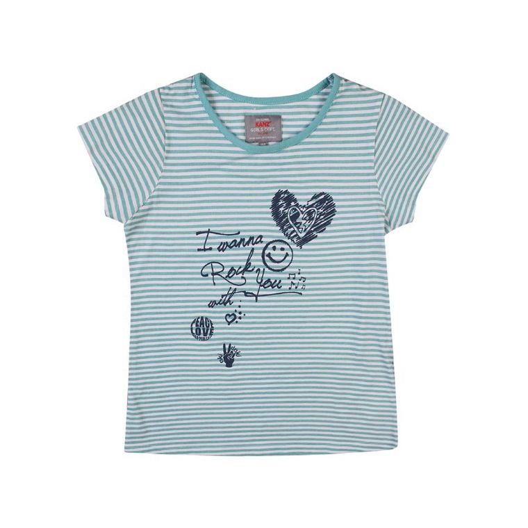 T-shirt dziewczęcy, turkusowy, Kanz