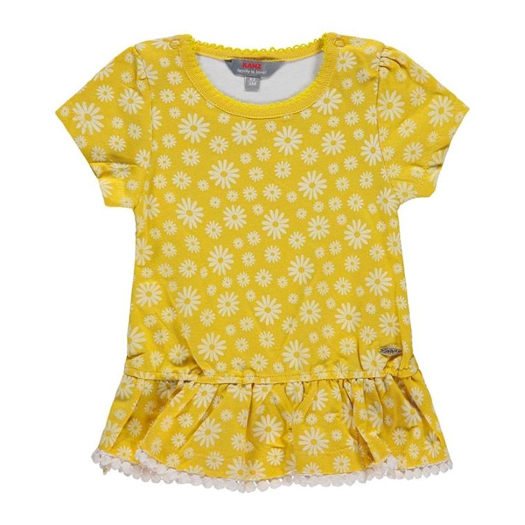 T-shirt dziewczęcy, żółty, Kanz