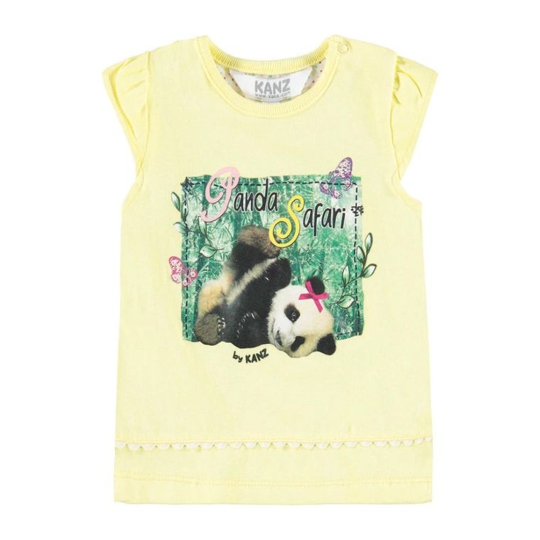 T-shirt dziewczęcy, żółty, Kanz