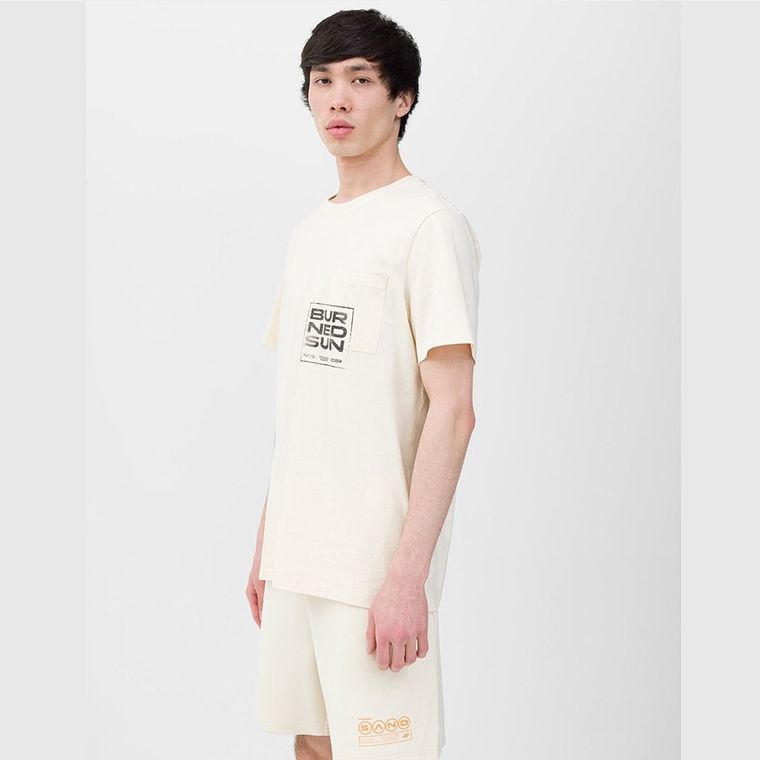 T-shirt męski, beżowy, 4F