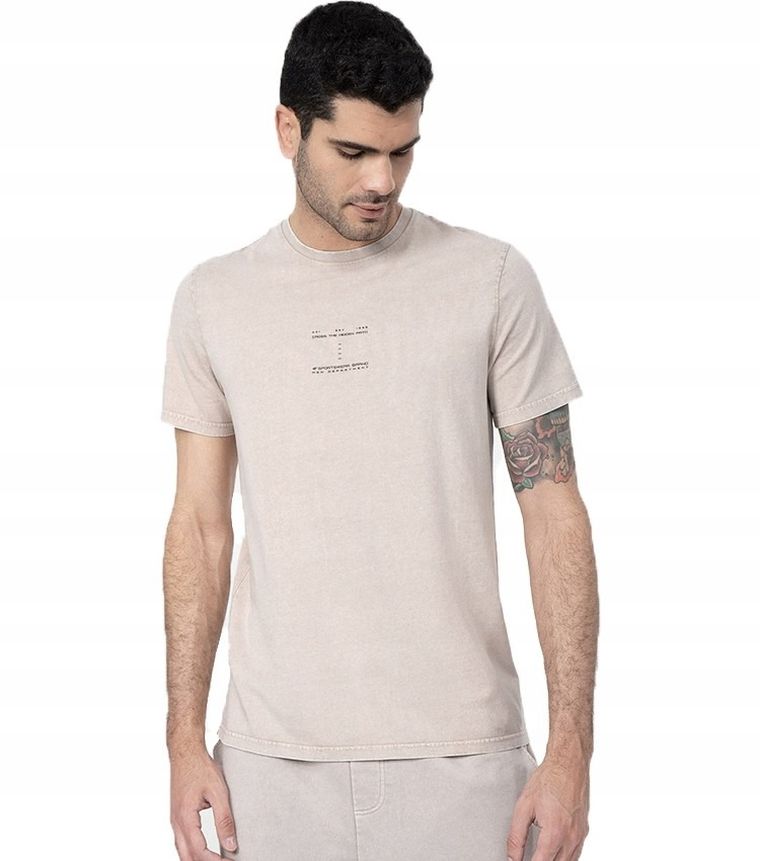T-shirt męski, beżowy, 4F