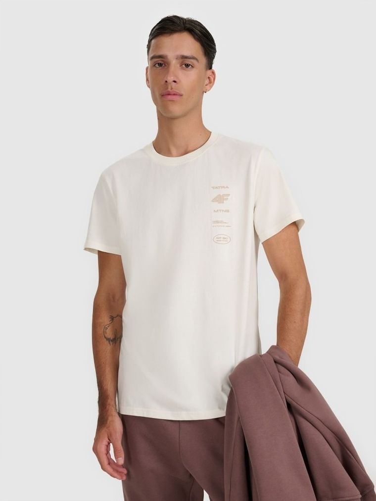 T-shirt męski, ecru, 4F