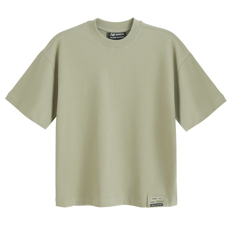 T-shirt unisex khaki oversize z bawełny czesanej NOWEAR