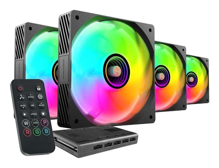 Tacens, Mars, wentylatory z hubem i pilotem, czarne, 120 mm, 4 szt.