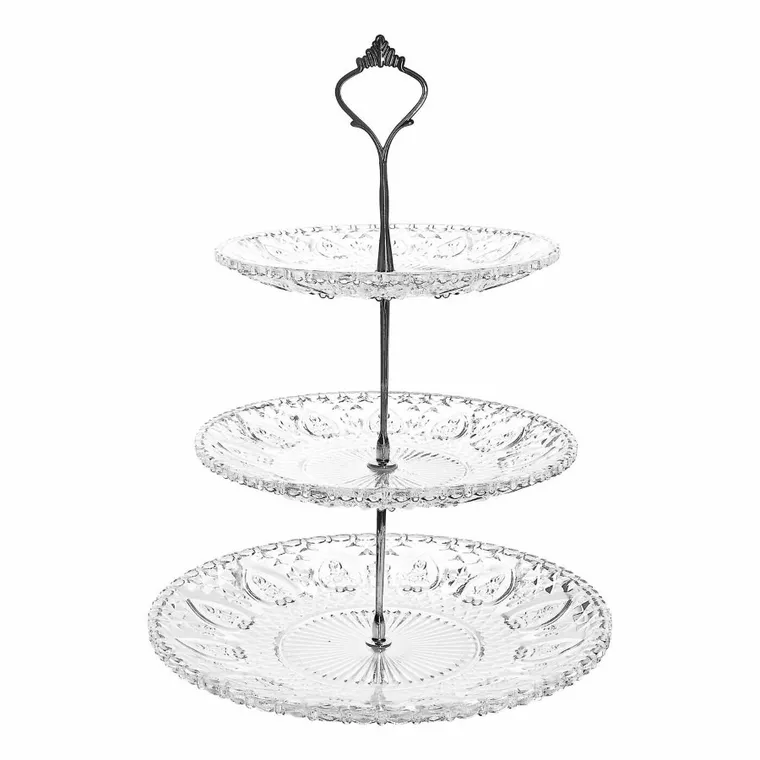 Tadar, Catalina, patera szklana, okrągła, trzypoziomowa, 15/20/25 cm