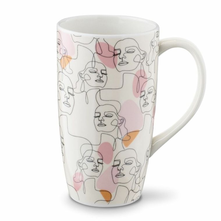 Tadar, Eli, kubek porcelanowy do kawy i herbaty, Twarze, 600 ml