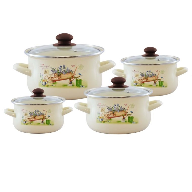 Tadar, Garden, zestaw garnków emaliowanych, indukcja, 8 elementów