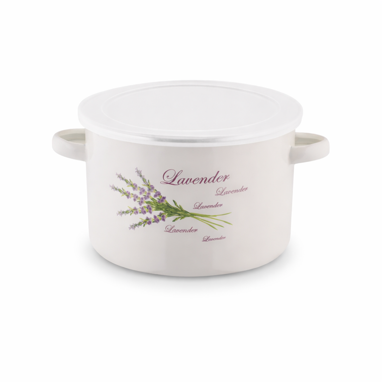 Tadar, garnek emaliowany, lawenda, 16-10 cm