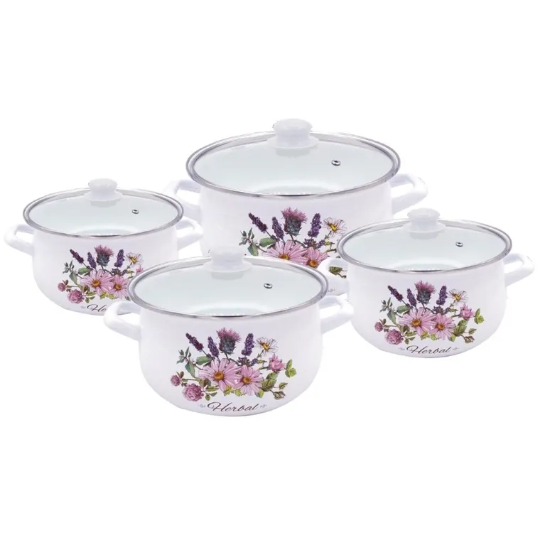 Tadar, Herbal, zestaw garnków emaliowanych, 8 elementów