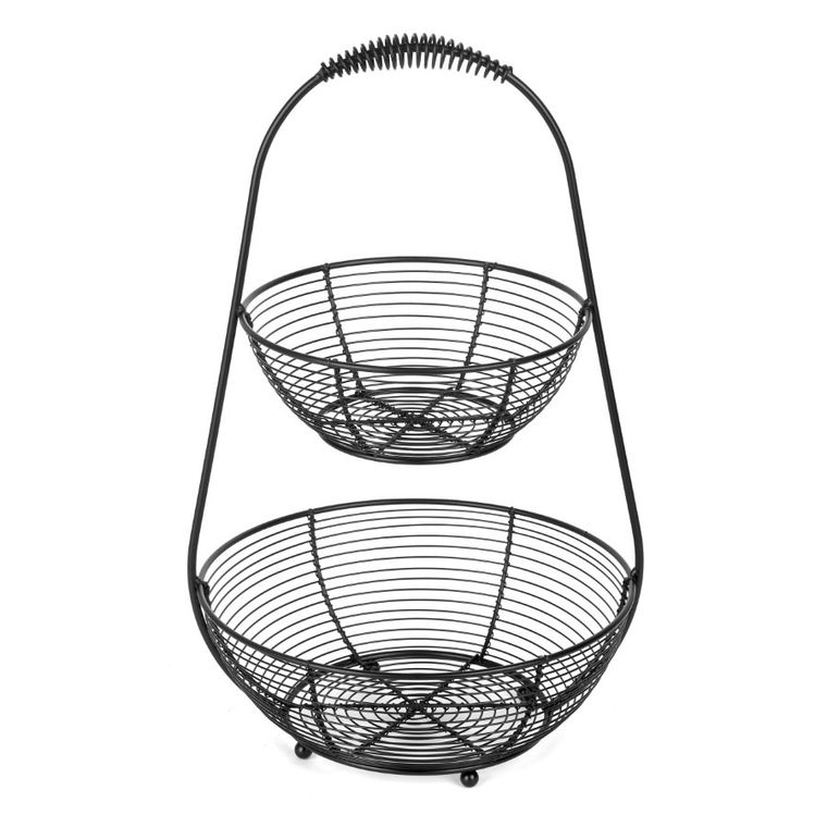 Tadar, Hiro, koszyk na owoce dwupoziomowy, czarny, 28-26,5-43 cm
