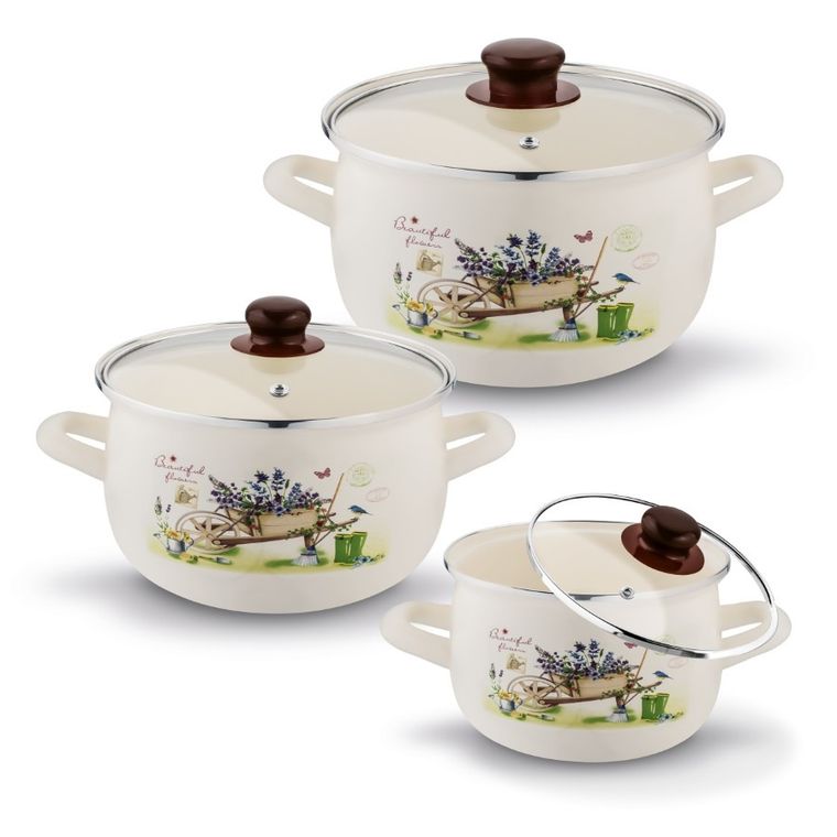 Tadar, komplet garnków emaliowanych, garden, 6 elementów